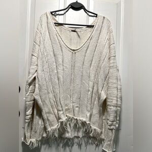 Free people cream distressed sweater